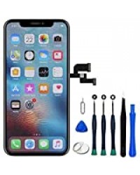 Hoonyer Écran Tactile LCD pour iPhone X Noir, LCD Écran Tactile Digitizer Assembly avec Kit De Réparation Complet + Protecteur D'écran + Adhésif Étanche