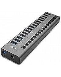 i-tec Hub USB Alimenté, Hub USB 3.0 à 16 Ports Dédiés à la Charge avec Interrupteurs Marche/Arrêt - Concentrateur USB 3.0 avec Alimentation Externe 90W