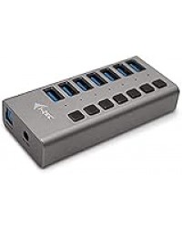 i-tec Hub USB Alimenté, Hub USB 3.0 à 7 Ports Dédiés à la Charge avec Interrupteurs Marche/Arrêt - Concentrateur USB 3.0 avec Alimentation Externe 36W