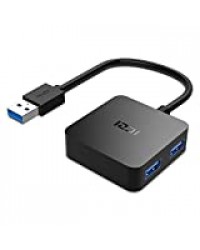 ICZI Hub USB 3.0 4 Ports, Data Hub pour Transfert de données 5Gb/s, Compatible avec Windows XP/Vista / 7/8 / 10, Mac OS, Linux (Noir)