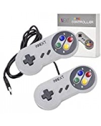 iNNEXT 2X USB Contrôleur pour jeux SNES NES, manette de jeu classique rétro USB pour PC Windows MAC et système Raspberry Pi