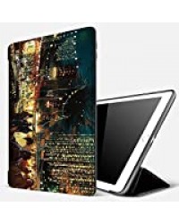 iPad 10.2 Pouces 7ème Génération 2019 A2197/A2198/A2200, Nuit, peinture de la rue commerçante avec sa vie nocturne colorée, coups de pincea,Smart Cover Case Housse Étui de Protection avec Support