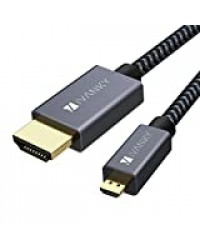 iVANKY Câble Micro HDMI vers HDMI 4K@60Hz, Micro HDMI vers HDMI mâle mâle, Nylon Tressé& Plug-Play, Compatible avec Raspberry Pi 4/Huawei MediaPad/ASUS Zenbook/Caméra Sony, etc - 1m