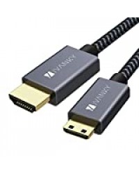 iVANKY Câble Mini HDMI vers HDMI 4K, Nylon tressé& Plug-Play, Mini HDMI mâle vers HDMI mâle, Supporte Caméra, HDTV, Moniteur, Projecteur - 1m