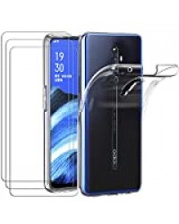 ivoler Coque pour Oppo Reno2 Z/Oppo Reno2 F + 3X Protection écran en Verre trempé, [Ultra Transparente Silicone en Gel TPU Souple] Coque de Protection avec Absorption de Choc pour Oppo Reno 2Z / 2F