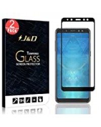 J&D Compatible pour 2 Paquet Protection écran Galaxy A8 2018, [Non Couverture Complète] [sans Bulles] Protecteur d'écran en Verre Trempé Courbé pour Samsung Galaxy A8 (Release in 2018)