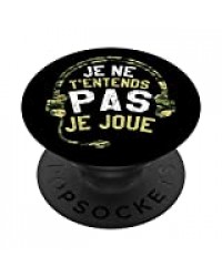 Je ne t'entends pas je joue Humour Camo Gamer Jeux Video PopSockets PopGrip - Support et Grip pour Smartphone/Tablette avec un Top Interchangeable