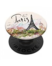 Jolie tour Eiffel de Paris | Parisien PopSockets PopGrip - Support et Grip pour Smartphone/Tablette avec un Top Interchangeable