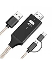 Kdely Câble USB C Micro vers HDMI de 2 en 1 Nylon Tressé Adaptateur Micro&Type C HDMI 1080P Compatible avec Quasiment Tous Smartphones Android(Sup 5.0) Samsung/Huawei/Honor/Sony/HTC/Xiaomi/Nokia