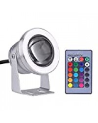 Keenso Underwater LED Marine Yacht Bateau 10W 12V RGB LED Spot sous-marin Lumière IP67 Étanche Étanche Aquarium Lampe Température De Fonctionnement -10 ~ + 50 ℃(Blanc argenté)