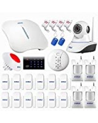 KERUI - W1 WiFi Kit Système Alarme de Maison Auto Appel sans Fil antivol, Caméra IP 720P HD Caméra de Surveillance sans-Fil WiFi Caméra Intérieur, Vision Jour/Nuit