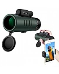 K&F Concept Jumelle Monoculaire 12X50 HD Étanche BAK4 Prisme Revêtement Vert Téléscope avec Interface Trépied pour Observation Oiseaux, Chasse, Randonnée, Concert