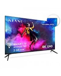 Kiano Elegance TV 55" Pouces 4K UHD HDR10 (Android TV 9.0 2GB RAM Metal Case [Téléviseur 140 cm Frameless sans Cadre 8GB] Smart TV, Netfilx, Youtube) Triple Tuner DVB-T2 C/S2, CI, PVR, WiFi, Classe A