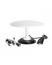 KUMA Cosmos Amplificateur d'Antenne Puissant TV TNT - Antenne Extérieure Câble Télévision HD pour Campeur Caravane Camion Bateau - Antenne Télé HDTV Omnidirectionnelle Portable Base Aimant – Blanche