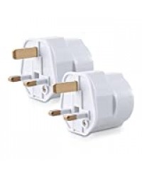 kwmobile 2X Adaptateur Prise Anglaise - Modèle Schuko Type G - Fiche France vers Royaume-Uni - Prise Compact pour Voyage - Compatible Plusieurs Pays