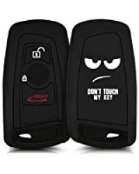 kwmobile Accessoire Clé de Voiture Compatible avec BMW (Keyless Go Uniquement) 3-Bouton - Coque de Protection Souple en Silicone - Don't Touch My Key Blanc-Noir