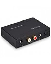 kwmobile Commutateur Toslink avec décodeur Audio - Switch 3X Toslink vers 1x RCA 1x Jack 3,5 mm 1x SPDIF - Convertisseur numérique à analogique