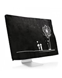 kwmobile Housse Écran Ordinateur Compatible avec 27-28" Moniteur - Protection d'Écran PC - Petit Amour Blanc-Noir