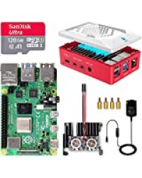 LABISTS Raspberry Pi 4 8Go, Raspberry Pi 4 Modèle B 8 Go Kit avec 128 Go Carte Micro SD Classe 10, Premium Boîtier, Dissipateur Module, 2 Ventilateurs, 5,1V 3A Alimentation Interrupteur on/Off