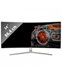 LC-Power LC-M34-UWQHD-100-C Écran de Gaming incurvé Ultra WQHD 16:9, 4 ms, VA, 1 HDMI, DP, DVI, AUX, 100 Hz Noir/Blanc