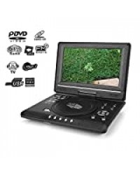 Lecteur DVD Portable 9,8'', écran LCD LCD Pivotant Lecteur DVD Mini-Jeu Lecteur TV Radio FM pour Voiture Enfants avec Prise Charge Entrée/Sortie AV SD/USB Compatible avec AVI EVD DVD VCD CD etc(UE)