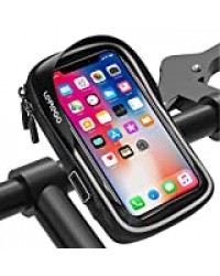 LEMEGO Support Housse de Téléphone Rotatif Etanche pour Vélo Moto Scooter avec Espace de Rangement, 6,2 Pouces