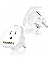 LENCENT 2X Adaptateur Prise USA/Americaine/Les États Unis 3 Broches vers Les Prises France/Francaise/Europe 2 Broches Adaptateur de Voyage (Blanc)