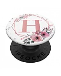 Lettre H Initiale Fleur rose PopSockets PopGrip - Support et Grip pour Smartphone/Tablette avec un Top Interchangeable