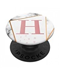 Lettre H Initiale Géométrique rose étoiles Cadeau PopSockets PopGrip - Support et Grip pour Smartphone/Tablette avec un Top Interchangeable