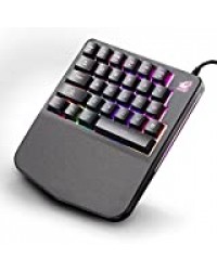 LexonElec Clavier à Une Main câbléK11 Rainbow LED Backlight USB Clavier de Jeu Ergonomique à Sensation mécanique avec Repose-Poignet pour Ordinateur Portable PC (Noir)