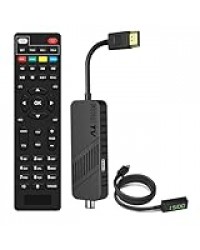 Leyf Décodeur DVB-T2 TNT Full HD 1080P, TV Decodeur Caché derrière la TV, Affichage numérique, HEVC H265 Main 10 Bits, 2in1 télécommande, HDMI/AV, USB