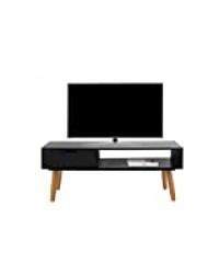 LIFA LIVING Meuble TV Noir scandinaves 100x40x40 cm Bois et métal, Meuble télévision Bas et Design avec tiroirs, Table Basse pour TV pour Salon Salle a Manger