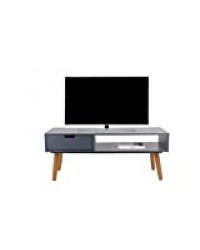 LIFA LIVING Meuble TV scandinaves 100x40x40 cm Bois et métal, Meuble télévision Bas et Design Gris avec tiroirs, Table Basse pour TV pour Salon Salle a Manger