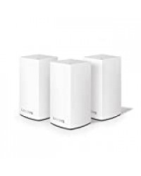 Linksys Système Wi-Fi Mesh Multiroom Velop VLP0103 (Wi-Fi AC3600 / extension Wi-Fi pour encore plus de portée, contrôle parental, pack de 3, portée de signal jusqu’à 400 m2, blanc)