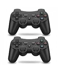 Lioeo Paquet de 2 Manette PS3 sans Fil Manette PS3 pour Playstation 3 Bluetooth Compatible avec télécommande PS3 Manette 2 Noir