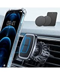 LISEN@ Support Telephone Voiture [Clip amélioré] Support Aimant Telephone Voiture [6 Aimants Puissants] Support Magnetique Telephone Voiture [Case Friendly] Compatible avec Les Tout Phones