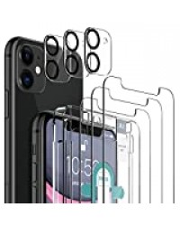 LK Compatible avec iPhone 11 6.1 Pouces Protection écran,3 Pièces Verre Trempé et 3 Pièces Caméra Arrière Protecteur,Double Protection,Outil d'installation Facile