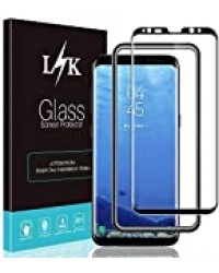 LϟK pour Protection Écran Samsung Galaxy S8 - Courbe 3D Design Cas Amical Kit d'installation Offert Haute Définition Verre Trempé Film Protection - Noir