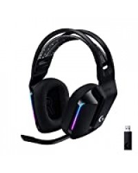 Logitech Casque Gaming sans fil LIGHTSPEED G733 de Logitech avec Bandeau de Suspension, LIGHTSYNC RVB, Technologie de Micro Blue VO!CE et Transducteurs Audio PRO-G- BLACK