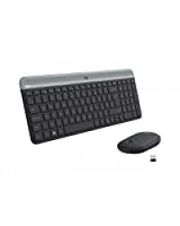 Logitech MK470 Combo Clavier et Souris sans Fil pour Windows, 2,4 GHz, Ultra-Fin, Discret, Batterie Longue Durée, Souris Optique, Clavier AZERTY Français - Noir