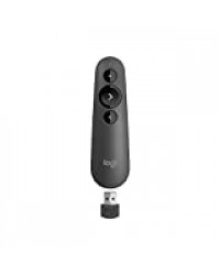 Logitech R500 Télécommande de Présentation sans Fil, 2,4 GHz et Bluetooth avec Récepteur USB, Pointeur Laser Rouge, Portée de 20M, 3 Boutons, Compatible avec PC/Mac/Android/iOS - Noir