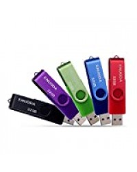 Lot de 5 Clé USB 32 Go ENUODA USB 2.0 Flash Drive Stockage Rotation Disque Mémoire Stick ,Mixte Couleur:Rouge Vert Noir Bleu Violet