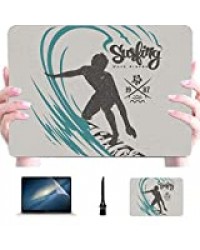 Macbook Pro 2017 Cover Surfer Big Wave Tshirt Design Coque Rigide en Plastique Compatible Mac Air 13"Pro 13" / 16"Etui pour Ordinateur Portable Mac Pro Housse de Protection pour Macbook Version 201