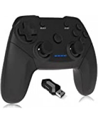 Maegoo Manette PC PS3 TV sans Fil, 2.4GHz Wireless Manette de Jeu Gamepad Joystick avec Double Vibration Rechargeable pour Playstation 3 et PC Windows 10 XP 7 8 8.1 Android TV/TV Box (Noir)