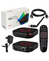 MAG 324 Original Infomir & HB-DIGITAL IPTV Set Récepteur IP pour Lecteur multimédia Multimédia Internet (Prise en Charge de HEVC H.256) + Clé WLAN avec antenne + Câble HDMI