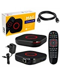 MAG 424w3 Infomir & HB-DIGITAL 4K IPTV Set Top Box Lecteur multimédia Internet TV IP Récepteur 4K UHD 60FPS 2160p@60 FPS HDMI 2.0 HEVC H.256 Arm Cortex-A53 WiFi WiFi (802.11n/AC) + câble HDMI