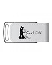 Mariage Clé USB 16 GB. USB mariage Design. Simili Cuir Blanc.