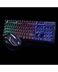 meixiang Le Nouvel Ensemble De Clavier USB Brille Le Kit De Souris De Jeu Rétroéclairé Coloré. La Lettre Noire GTX300 Brille.