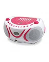 Metronic 477109 Radio / Lecteur CD / MP3 Portable Pop Pink avec Port USB - Rose et Blanc