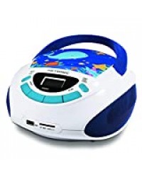 Metronic 477170 Radio Lecteur CD enfant Océan avec Port USB/SD/AUX-IN - Bleu et Blanc